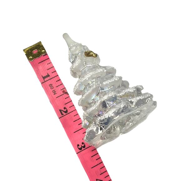 Fenton Glass TREE FIGURINE 3” Iridescent White Snow Flocked Gold Partridge Bird - Picture 7 of 8